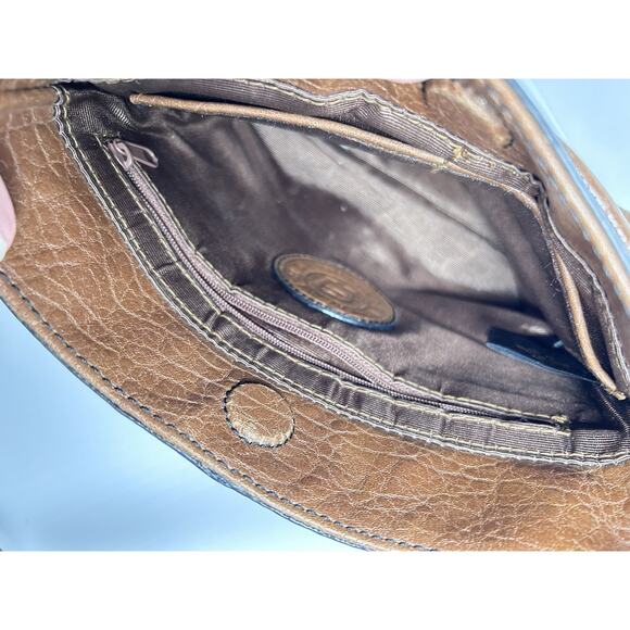 Etienne Aigner Brown Pebble Leather Crossbody Bag Purse Turn lock 71234 - Picture 7 of 10